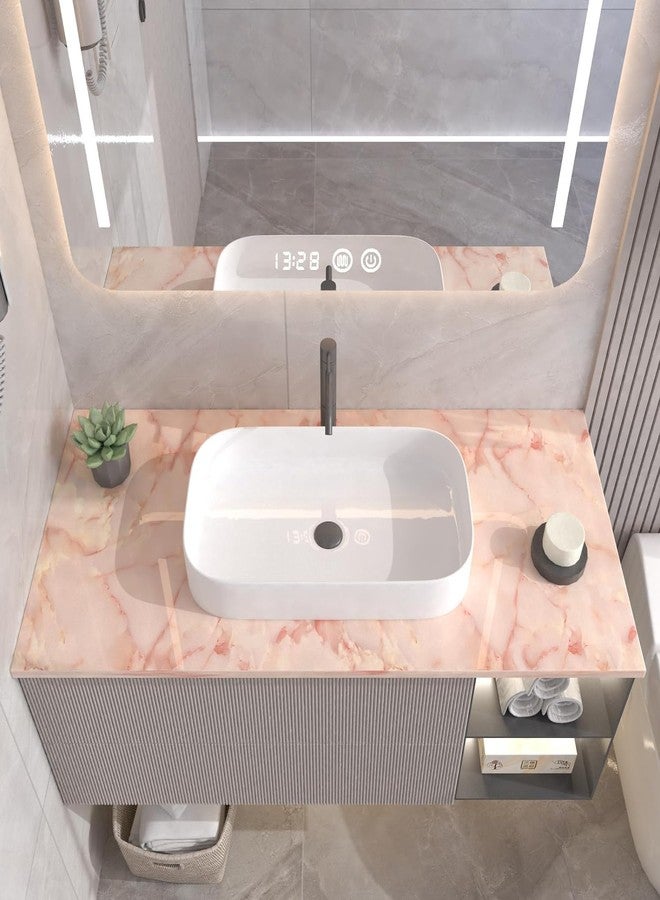 JRM Marble Wallpaper Peel and Stick Waterproof Kitchen Countertop Wallpaper for Cabinets, Bathroom Self Adhesive Marble Wallpaper Removable and Decorative (Apricot Pink 60X200 CM, 1) - Image 3